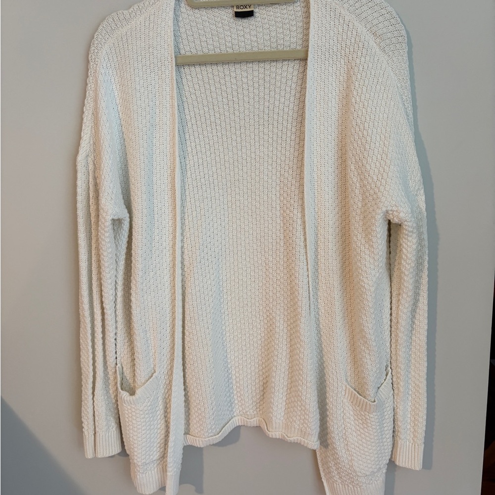 Roxy Cream Open-Front Cardigan